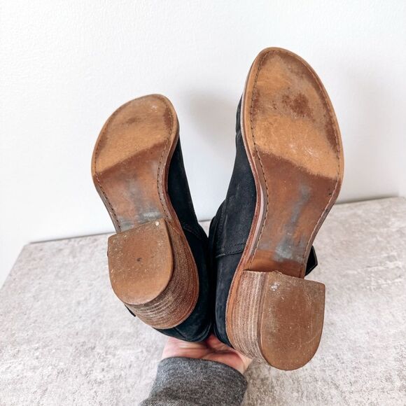 Ugg Black Ankle Boot Leather Size 8.5 - Picture 4 of 6